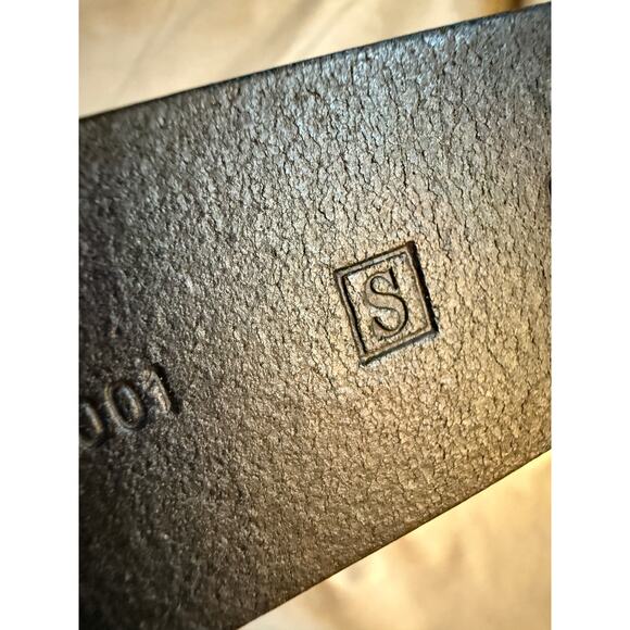 Fossil Wide Dark Leather Belt with Brushed Silver Gold Detail Belt Sm Slider - Picture 5 of 10